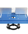 Top Tier Anodized Router Table Insert Plate For Woodworking Benches Smooth Flip Assembly With Miter Gauge Track Durable Aluminum Fence And No Sweat Bolt In Bracket Mounts Blue, 240x200mm plate with black mounts.