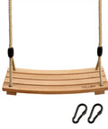 Wooden Tree Swing Seat For Indoor And Outdoor Fun With Adjustable Rope, Non Slip Ridged Seat And Raised Sides, Hang From Tree Branch Or Beam