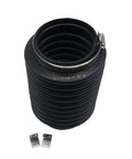 Exhaust bellows rubber hose for Volvo Penta AQ engines, black corrugated with metal hose clamp and clips