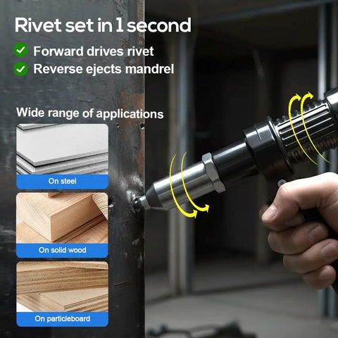 Rivet Gun Adapter Kit For Cordless Drill Bits And Blind Rivets With Insert Nut Kit Two Pack Ergonomic Three Jaw Chuck And Easy Grip Riveting Tool For Fast Heavy Duty Rivets Workhorse on steel