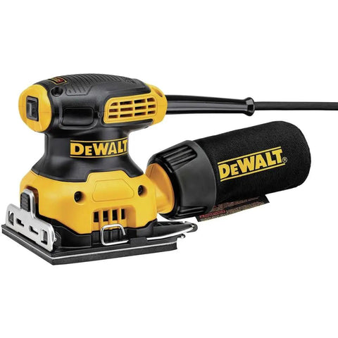 Dewalt Grab And Go Palm Sander 1/4 Sheet, 14,000 OPM, 2.3 Amp Electric Sander with rubber overmold grip and locking dust port.