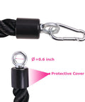 Close-up of Beefy Heavy Duty Tricep Rope Attachment with 0.6 inch diameter and protective cover for cable machines.