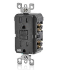 Rock Solid 15 Amp GFCI Outlet With Self Test Mode And Clear LED Status Light Decora Style Weather Resistant Tamper Resistant Wall Plug with reset and test buttons.