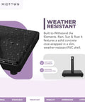 The Core Base Patio Umbrella Base With Wheels featuring weather-resistant aluminum pole stand with water droplets