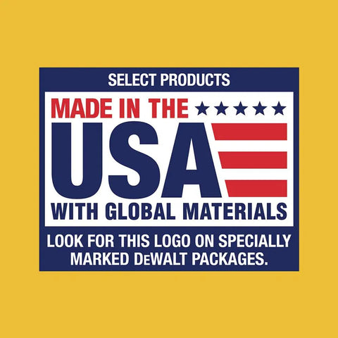 Made in USA with global materials label on yellow background