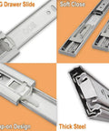 Soft Close Drawer Slides 22 Inch Full Extension Ball Bearing Low Noise Easy Install For Cabinets With Face Frame Brackets