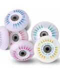 Dope LED Light Up Inline Skate Wheels Set With Magnetic Core And Bearings For Indoor And Outdoor Use 90A Illuminated Blue 90mm