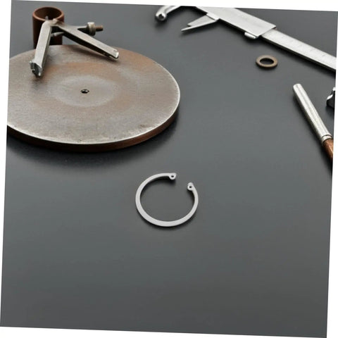 Heavy Duty Stainless Steel C Clip Retaining Rings Kit For Grooved Shafts displayed with caliper and tools
