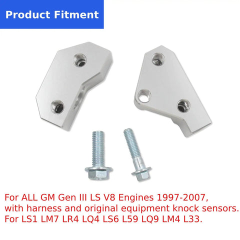 Two Piece Knock Sensor Relocation Bracket Kit For Gen III LS V8 Engines 1997 To 2007 Fits LS1 LM7 LR4 LQ4 LS6 L59 LQ9 LM4 L33