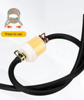 Dirt Bike Heavy Duty Fuel Line With Filter 3 By 16 Inch For GY6 showing filter, black rubber hose, and metal clip on white background