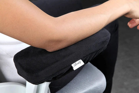 Ergonomic Memory Foam Armrest Pads For Office And Gaming Chairs, Comfy Elbow And Forearm Cushions With Stretch Fit, Black Set Of 2