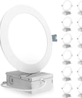 Six Inch LED Recessed Light Kit Pack Of 12 Ultra Thin 5000K Canless Downlights With Junction Box 1100 Lumen High Brightness Dimmable