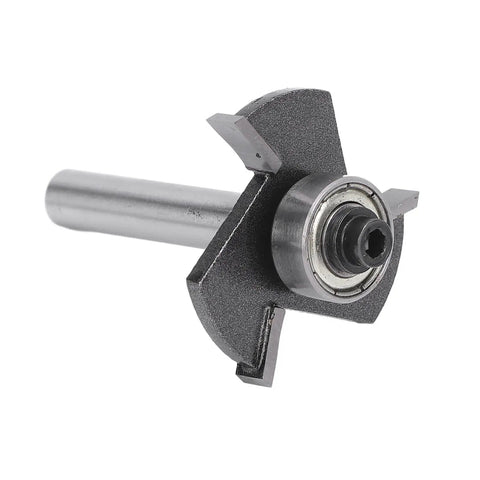 T Shaped Router Bit With One Quarter Inch Shank, Three Teeth Ball Bearing Slotting Cutter For Wood And Plywood, Five Thirty Second Inch Cutting Height
