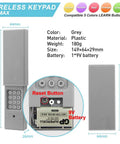 Keyless Wireless Garage Door Keypad For 310 315 390 MHz Openers Learn Button Compatible, grey plastic, 5 color options