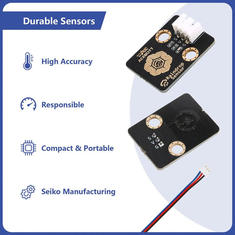 3Pcs Raindrop Sensor Module For ESP32 Arduino, Wired Rain Detector And Weather Moisture Monitor, Detects Falling Drops, 3.3V-5V Compatible, Maker Friendly Smart Rain Sensor Kit For DIY Projects, black PCB with cable