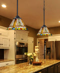Tiffany Style Pendant Light Fixture With Dope Vintage Mission Farmhouse Charm 8 Inch Wide Stained Glass Pendant Light in kitchen