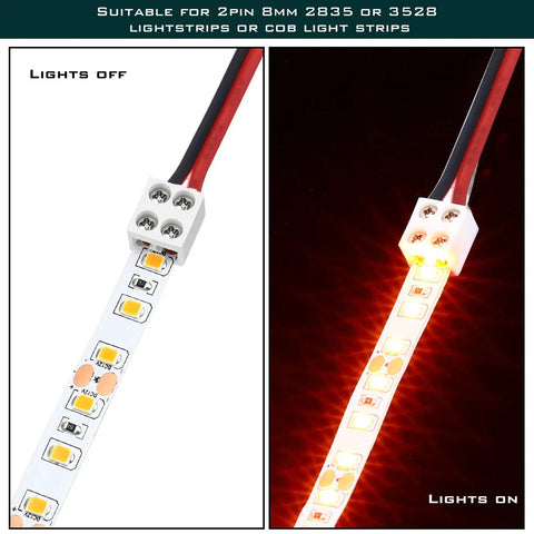 25 Pack 2 Pin 8mm LED Tape Light Connectors With Screwdriver No Solder Needed Wire To Strip Quick Tighten Terminal Blocks pictured