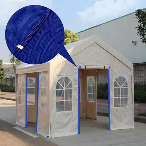 Heavy Duty Zipper Dust Barrier For Greenhouses And Tents Self Adhesive Zipper Gate 3 Inch By 7 Foot Construction Zipper Blue highlighted on tent