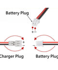 Diagram of battery plug and charger plug for 3.7V 300mAh LiPo Battery With PH2.0 Plug For Mini Nano RC Quadcopter HS210 Drone