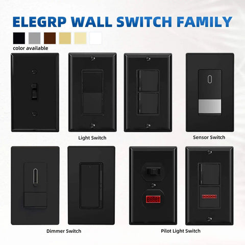Variety of black wall switches including Single Pole Toggle Light Switch 15 Amp 120 Volt Quiet In Wall On Off Switch Replacement Self Grounding Clip