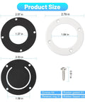 Boat Self Bailing Cockpit Mounted Scupper Valve Kit components and dimensions, featuring rubber flapper valve and gasket with retainer ring.
