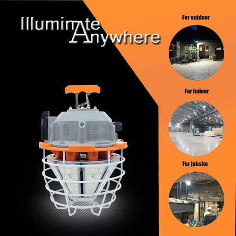 150W LED Work Light Portable Hanging Lamp Daylight 5000K 25000 LM Waterproof Jobsite Lighting with Stainless Steel Guard
