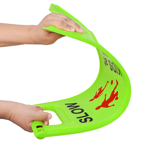 Bright Green Slow Down Kids At Play Sign For Street Caution Children Playing Outdoor Safety Sign made of flexible plastic