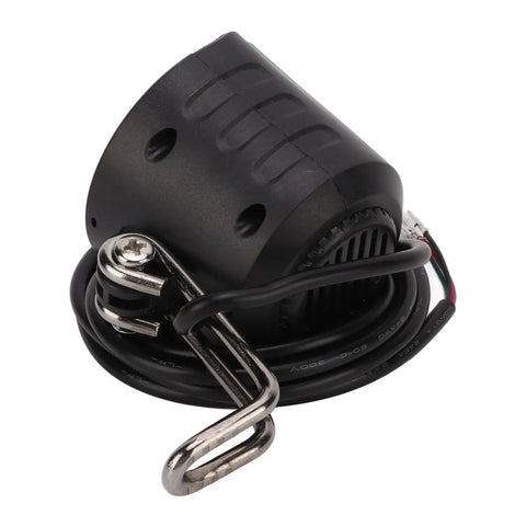 Back view of Bright LED Headlight For Electric Bikes And Scooters With Built In Horn Four LED Front Lights For Night Riding Waterproof Front Lamp For Motorcycle And E Bike Ultra Bright Beam And Easy Install Versatile Front Light Ride Safe.