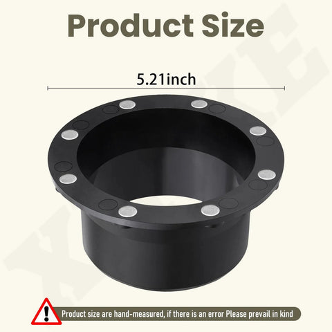 Front view of a 4-inch magnetic dust-collection connector flange, black plastic with eight mounting holes.
