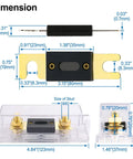 Dimensions for 100 Amp ANL Fuse Holder Kit With Fuse And Gold Plated Terminals For Car Audio And Amplifiers 12V And 24V DC Systems