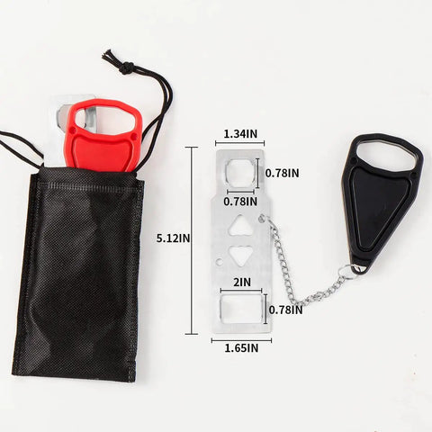 Portable Door Lock Security Kit For Travel And Airbnb Extra Privacy And Safety In Hotels Homes And Apartments Keeps Doors From Being Opened From Outside 2 Pack with measurements and storage bag