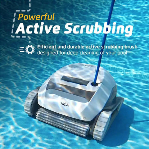 E10 Automatic Robotic Pool Vacuum Cleaner With Active Scrub Brush And Easy Top Load Filter Access in pool