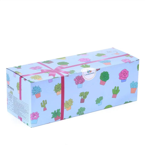 Five Pack Cute Ceramic Succulent Planters With Drainage And Attached Saucers, Round 4x2 Inches, gift box packaging