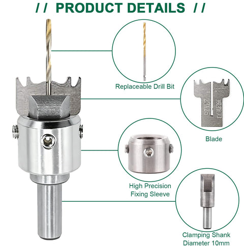 Easy Ring Making Drill Bit Set for Wood, 34 Piece Kit with replaceable drill bit, blade, and precision fixing sleeve