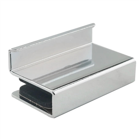 Glass Door Clip On Handles 4 Pack Stainless Steel Cabinet Pulls 1.6 Inches Long 0.75 Inches Wide Fits Glass 5 Mm