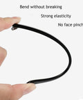 No Sweat TR90 Eyeglasses Replacement Arms Temple Repair Kit With Screws And Compact Screwdriver Quick Snap Frame Fixes For Broken Glasses, showing flexible black temple bending without breaking.