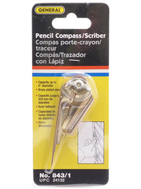 Awesome Nifty Pencil Compass and Scriber with Adjustable Wing Nut for Drawing Perfect Circles Up to 8 Inch Diameter displayed in packaging.