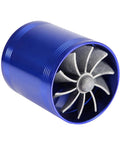 Dual Turbine Air Intake System For Most Vehicles, Turbocharged Airflow Boost Kit, Universal Air Intake with Blue Finish