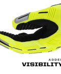 Hi Viz M Pact Gloves With Synthetic Leather And TrekDry Full Finger Anti Vibration Design close-up of palm and finger details