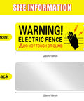 Reflective Aluminum Electric Fence Warning Signs, 8 Pack, 10 By 4 Inches, Weatherproof Outdoor Safety Signs For Farm And Home, UV Gloss Finish For Maximum Visibility And Durability, front and back