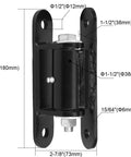Side view of 7 Inch Heavy Duty Gate Hinges With Grease Zerk Lubricable Bearings For Bolt Or Weld On Gates Up To 1000 Lbs Black with dimensions.