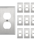 Heavy Duty Tough As Nails Stainless Steel Duplex Receptacle Wall Plate 1 Gang 4.50 By 2.76 Inches UL Listed 10 Pack