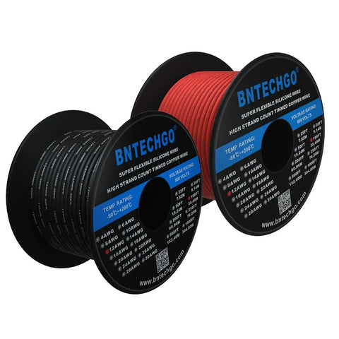 12 Gauge Silicone Wire Spool Red And Black 100ft Flexible 12 AWG Stranded Tinned Copper Wire For Electronics RC DIY Projects Pro Grade Ultra Flexible Low Impedance High Strand Count