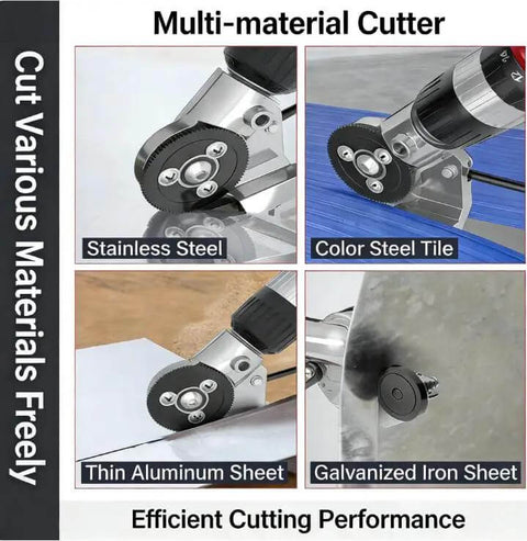 Drill Nibbler Sheet Metal Cutter Attachment For Electric Drills Plate Cutter Demonstrating Cutting Various Metal Types