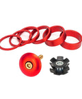 Dope Colorful Aluminum Headset Spacer Kit With Stem Top Cap And Long Bolts Star Nut And Front Fork Spacers in red color