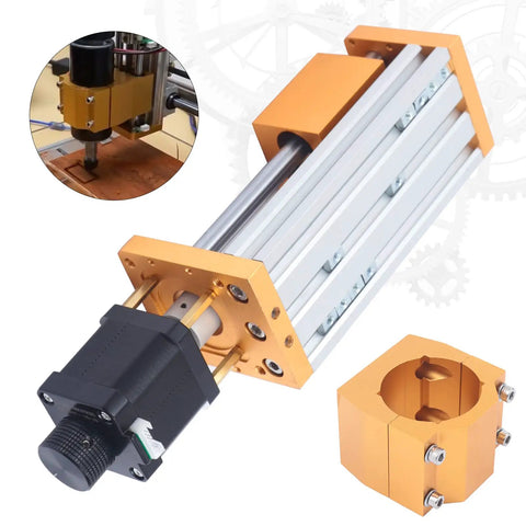 Z Axis Sliding Table For CNC Routers With Stepping Motor And 52mm Spindle Fixture T8 Stainless Steel Screw Aluminum Alloy