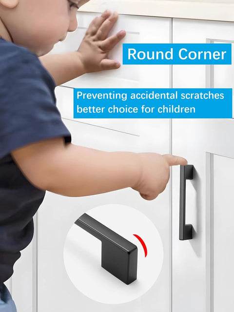 Child-friendly cabinet with 10 Pack Brushed Gold Cabinet Pulls 3 Inch Square Brass Kitchen Cabinet Handles For Drawers Cupboards And Dressers