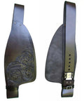Western Style Adult Saddle Fenders In Tooled Brown Full Grain Leather Replacement Adjustable Fenders With Hand Tooled Border