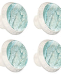 Slick Teal Agate Crystal Glass Cabinet Pulls 4 Pack For Dressers Kitchen Cabinets And Vanities Solid Mushroom Design handles