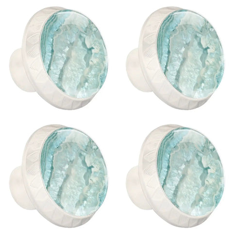 Slick Teal Agate Crystal Glass Cabinet Pulls 4 Pack For Dressers Kitchen Cabinets And Vanities Solid Mushroom Design handles